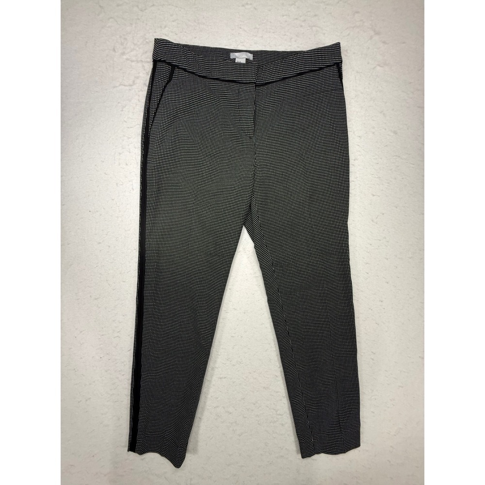 H&M Womens Black Polka Dot Slim Fit Ankle Pants Tuxedo Side Stripe Size 8